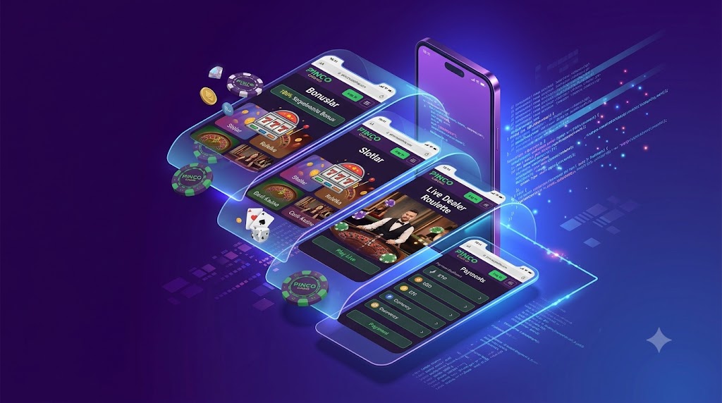 Pinco Casino mobil versiya interfeysi